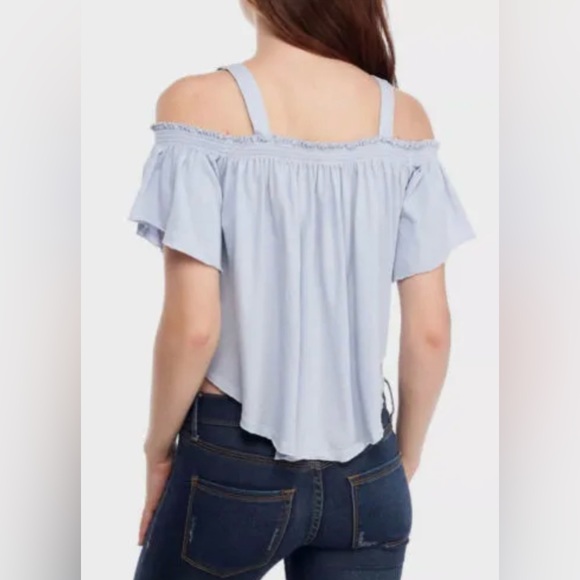 Free People - We The Free light blue off the shoulder top - Picture 3 of 8